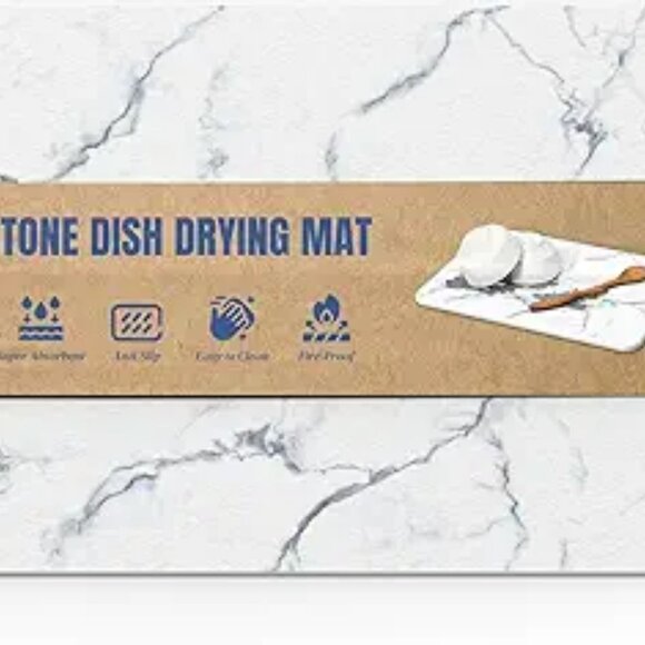 Quick dry stone dish drying mat water absorbent kitchen counter tray for dishes - Picture 7 of 7